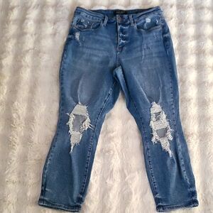 Judy Blue Distressed Blue Women's Jeans Boyfriend Fit Size 14W